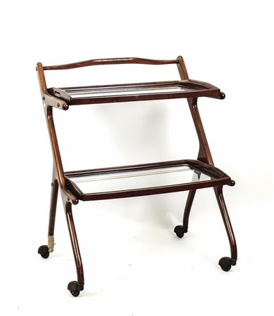 CARRELLO PORTAVIVANDE IN NOCE - WALNUT TROLLEY Anni Cinquanta - 1950s difetti...