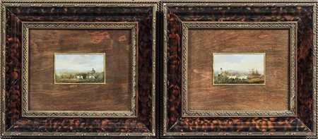 RENATO ZINI (1890-1969) Scene di caccia - Hunting Scenes coppia di dipinti ad...