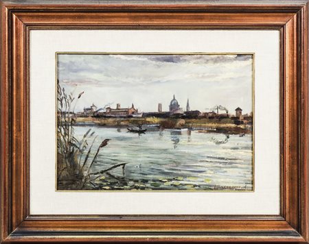 ALFONSO MONFARDINI (1887-1965) Panorama di Mantova visto dal lago Superiore -...