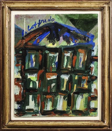 SILVIO LOFFREDO (1920-2013) Battistero - Baptistry olio su tela applicata a...