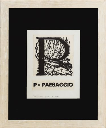 SARENCO Paesaggio 1968 - Landscape collage su carta - collage on paper,...