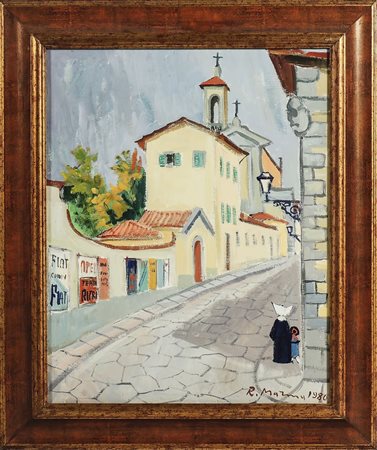 RODOLFO MARMA (1923-1999) Via delle Casine 1980 - Florence View olio su tela...