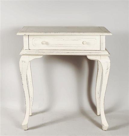TAVOLINO IN LEGNO LACCATO BIANCO - WHITE LACQUERED TABLE un cassetto nella...