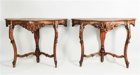 COPPIA DI CONSOLES IN NOCE - PAIR OF WALNUT CONSOLES XIX secolo - 19th...