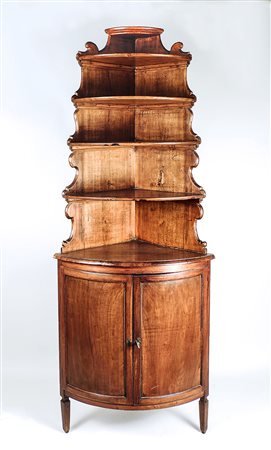 ANGOLIERA CON ALZATA IN NOCE - WALNUT CORNER CABINET fine del XVIII secolo -...