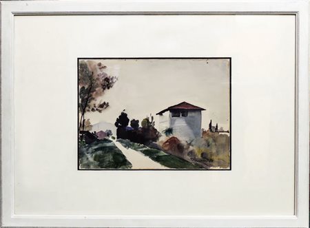 NINO TIRINNANZI (1923-2002) Scorcio di strada di campagna 1957 - Country...
