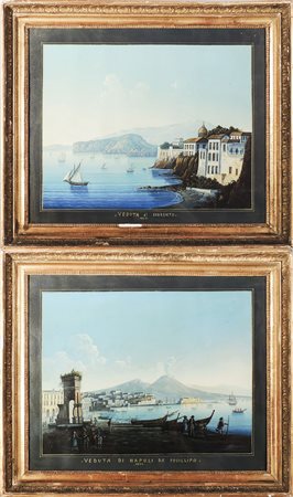 VEDUTA DI NAPOLI DA POSILLIPO E VEDUTA DI SORRENTO - NAPLES VIEW FROM...