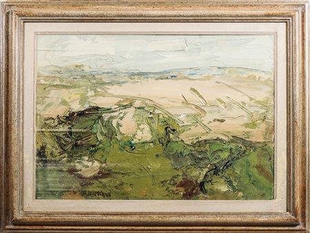 SERGIO SCATIZZI (1918-2009) Paesaggio a Volterra - Volterra Landscape olio su...