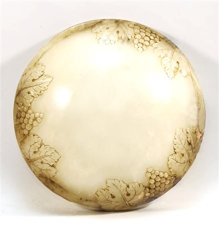 PLAFONIERA IN ALABASTRO - ALABASTER CEILING LIGHT intagliata con grappoli...