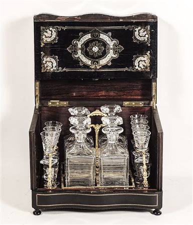 TANTALUS IN PALISSANDRO EBANIZZATO E INTARSIATO IN MADREPERLA - EBONIZED...