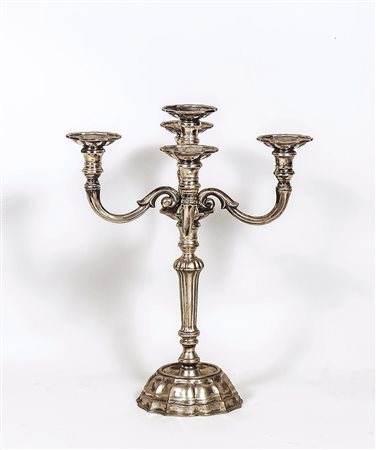 CANDELABRO IN ARGENTO - SILVER CANDELABRUM cinque bracci portacandela a...