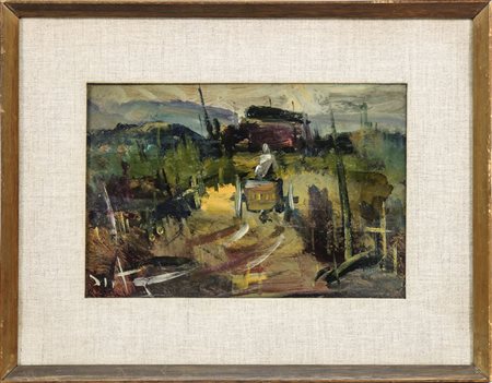 ALVARO DANTI (1911-1985) Paesaggio campestre con carrozza - Country Landscape...
