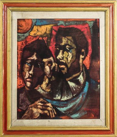 ALFIO RAPISARDI Ritratto di coniugi - Portrait of Spouses olio su tavoletta -...