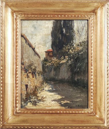 LIONELLO BALESTRIERI (1872-1958) Strada di campagna - Country Street olio su...