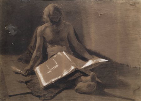 Attr. a Michele Cammarano SAN GIROLAMO Carboncino su carta, cm. 42x58