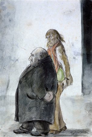 Nino Tirinnanzi (Greve in Chianti, 1923 - 2002) DUE FIGURE Tecnica mista su...