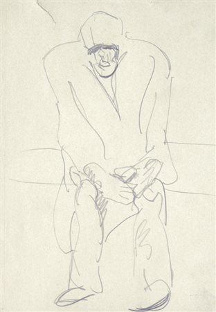 Lorenzo Viani (Viareggio, 1882 - Ostia, 1936) UOMO SEDUTO Matita su carta,...