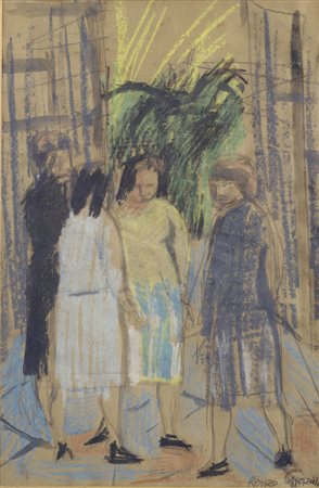 Renzo Grazzini (Firenze, 1912 - 1989) FIGURE Tecnica mista su carta, cm....