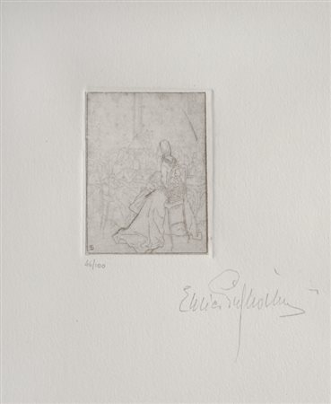 Telemaco Signorini (Firenze, 1836 - 1901) PRIMI PASSI Acquaforte, mm. 475x330...