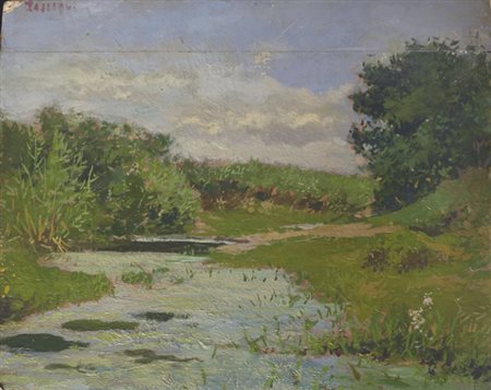 Carlo Passigli (Firenze, 1881 - 1953) L’ARNO Olio su cartone, cm. 30x40 Firma...