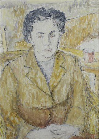 Bruno Rosai (Faenza, 1912 - 1986) RITRATTO, 1955 Olio su tela, cm. 70x50...