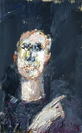 Sergio Scatizzi (Gragnano, 1918 - Firenze, 2009) RITRATTO Olio su cartone,...