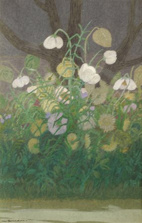 Marcello Boccacci (Firenze, 1914 - 1996) FIORI Encausto su cartone, cm. 30x20...