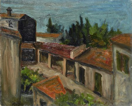 Renzo Grazzini (Firenze, 1912 - 1989) FABBRICA Olio su tela, cm. 45x55 Firma...