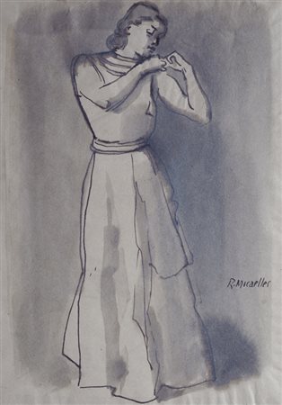 Ruggero Micaelles (Firenze, 1898 - 1976) FIGURA FEMMINILE Tempera su carta,...