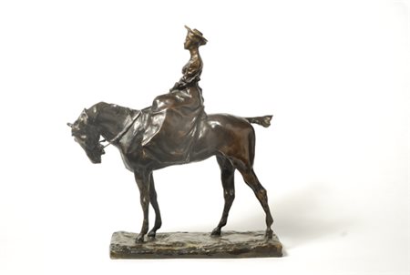 Paolo Troubetzkoy (Verbania, 1866 - Pallanza, 1938) AMAZZONE Bronzo, cm. h....