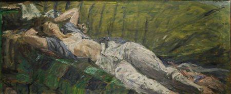 Enzo Faraoni (S. Stefano Magra, 1920) RAGAZZA DORMIENTE, 1986 Olio su tavola,...