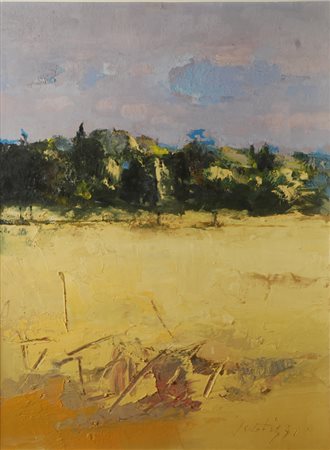 Sergio Scatizzi (Gragnano, 1918 - Firenze, 2009) PAESAGGIO Olio su tavola,...
