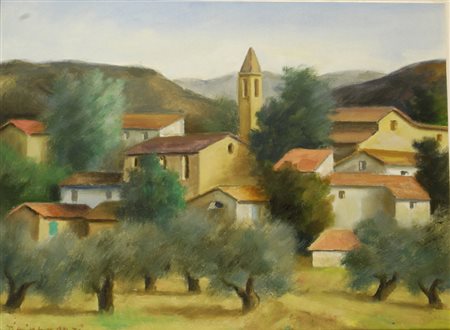 Nino Tirinnanzi (Greve in Chianti, 1923 - 2002)PAESAGGIO Olio su cartone...