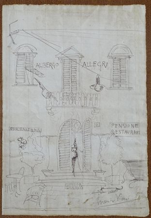 Lorenzo Viani (Viareggio, 1882 - Ostia, 1936) ALBERGO ALLEGRI China su carta,...