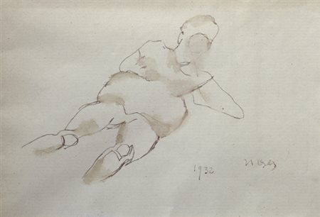 Moses Levy (Tunisi, 1885 - Viareggio, 1968) FIGURA, 1932 cm. 12x17 Firma e...