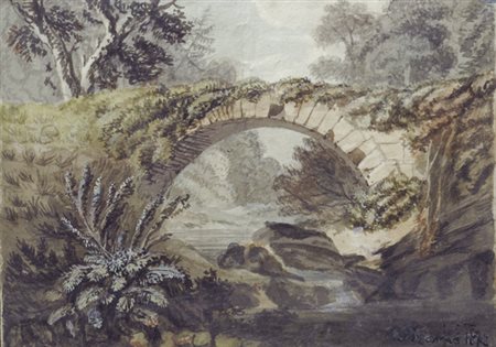 Attr. a Carlo Markò IL PONTE, 1878 Tempera su carta, cm. 13x17,5 Firma e data...