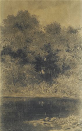 Roberto Fontana (Milano, 1844 - 1907) STAGNO Carboncino su carta, cm.40x25...