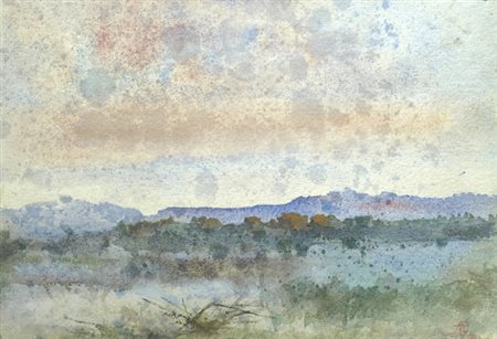 Pompeo Mariani (Monza, 1857 - Bordighera, 1927) PAESAGGIO Tempera su carta,...