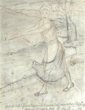 Ulvi Liegi (Livorno, 1858 - 1939) SEMINATRICE, 1900 CA Matita e seppia su...