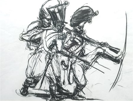 Arturo Dazzi (Carrara, 1881 - Pisa, 1966) IRRUZIONE Carboncino su carta, cm....