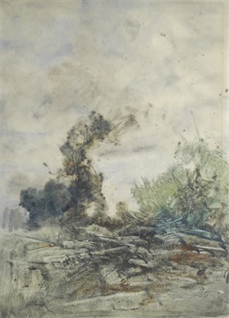 Pompeo Mariani (Monza, 1857 - Bordighera, 1927) PAESAGGIO Tecnica mista su...