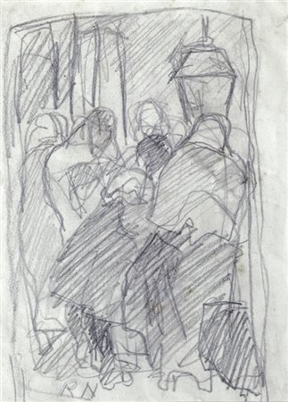 (Livorno, 1883 - 1979) FIGURE Matita su carta, cm. 15x11,5 Siglato in basso a...