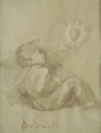 Attilio Andreoli (Milano, 1877 - 1950) BIMBO Acquarello su cartoncino, cm....