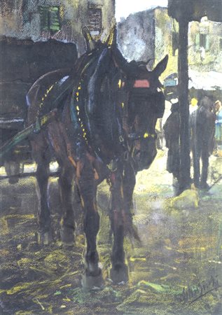 Silvio Bicchi (Montopoli, 1874 - 1948) CIUCHINO Pastelli a olio su...