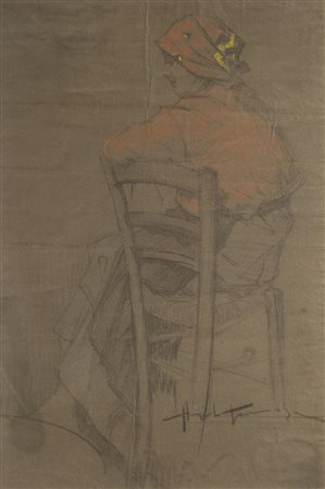 Angiolo Tommasi (Livorno, 1858 - Torre del Lago, 1923) DONNA SEDUTA...