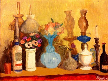 Guido Peyron (Firenze, 1898 - 1960) LA MARCHESA RICEVE, 1954 Olio su tela...