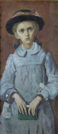 Gianni Vagnetti (Firenze, 1898 - 1956) EDUCANDA, 1942 Olio su tela, cm. 84x39...