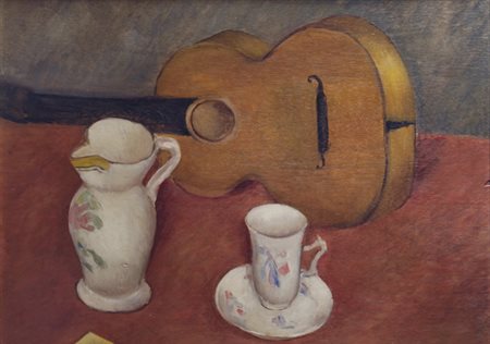 Guido Peyron (Firenze, 1898 - 1960) NATURA MORTA CON CHITARRA, 1928-1930 Olio...