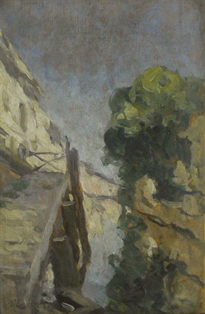 Achille Cattaneo (Siumbiate, 1872 - Milano, 1932) IL NAVIGLIO, 1918 Olio su...