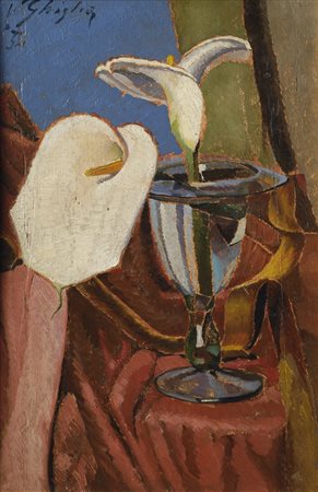 Valentino Ghiglia (Firenze, 1903 - 1960) CALLE, 1932 Olio su tavola, cm....